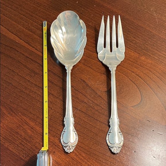 Vintage Deep Silver Serving Spoon and Fork 9” - Picture 4 of 7